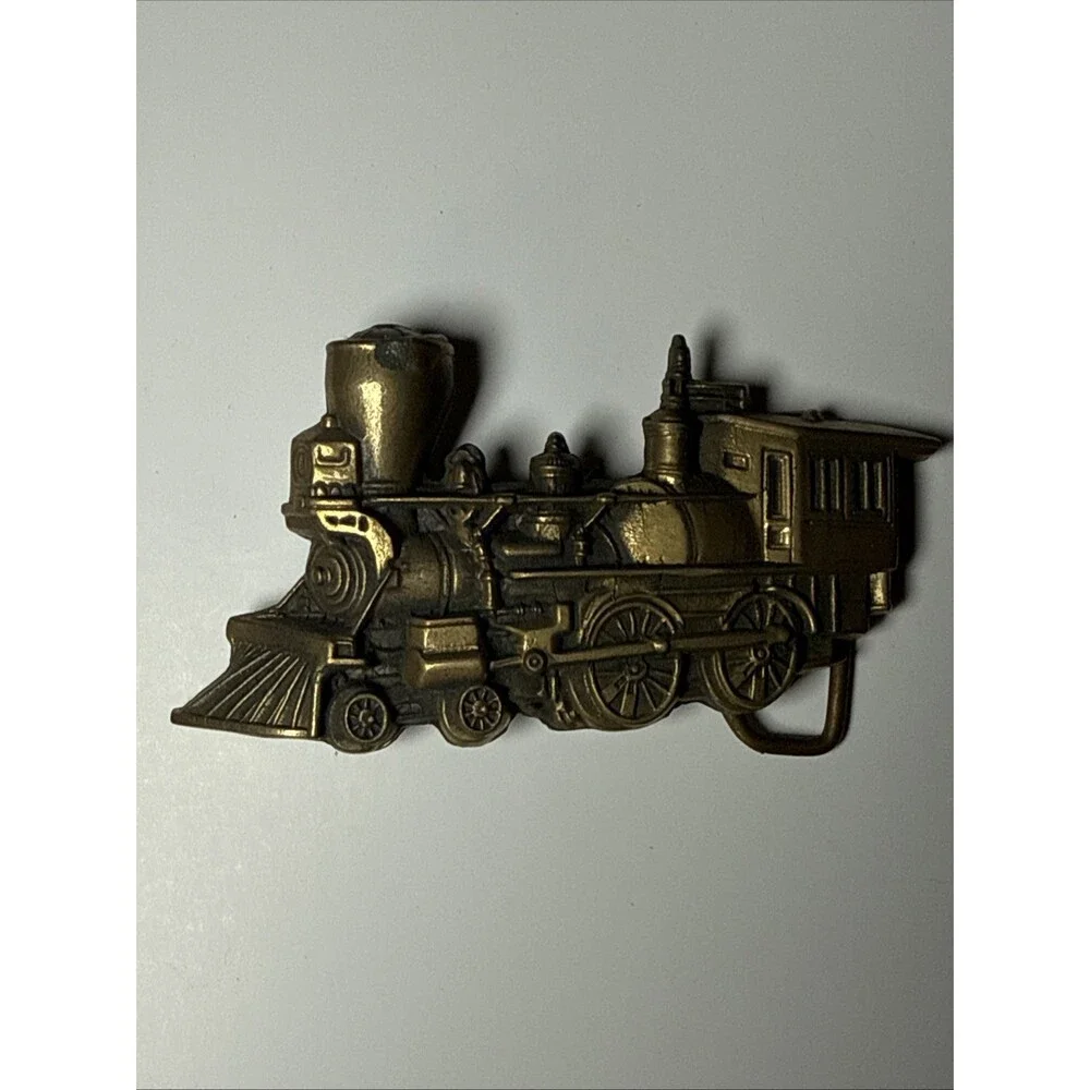 Vintage Steam Locomotive Rail Road Train 1978 Solid Brass Baron Belt Buckle BBB